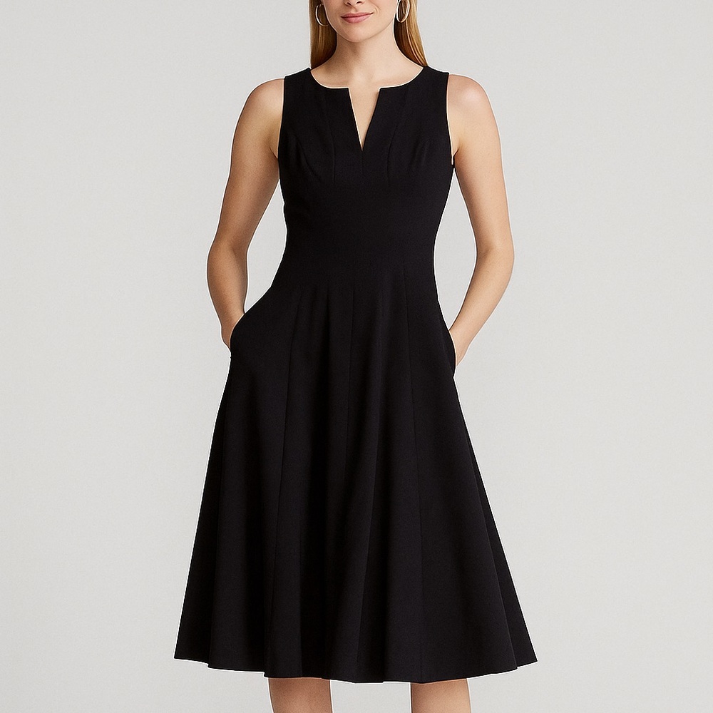 🆕AQUA Midi Dress Classic Office Soft Little Black Dress Bloomingdale’s Office